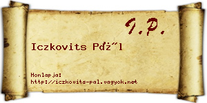 Iczkovits Pál névjegykártya